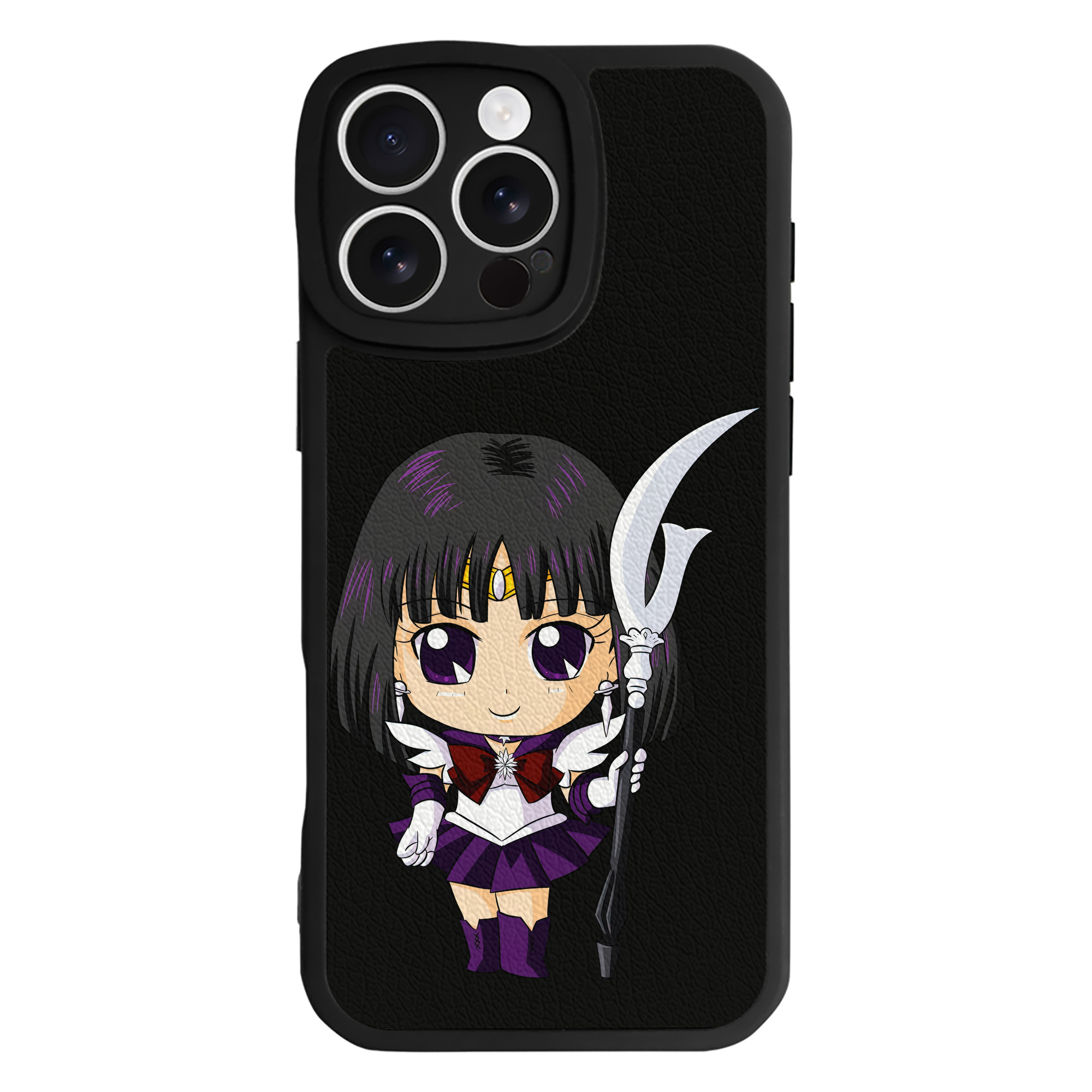 （画像用） 美少女戦士セーラームーン 土萠ほたる Sailor Moon Tomoe Hotaru （セーラーサターン；Sailor Saturn） 【iPhone 16シリーズ対応】シリコンスマホケース（レザー調） 材質：シリコン